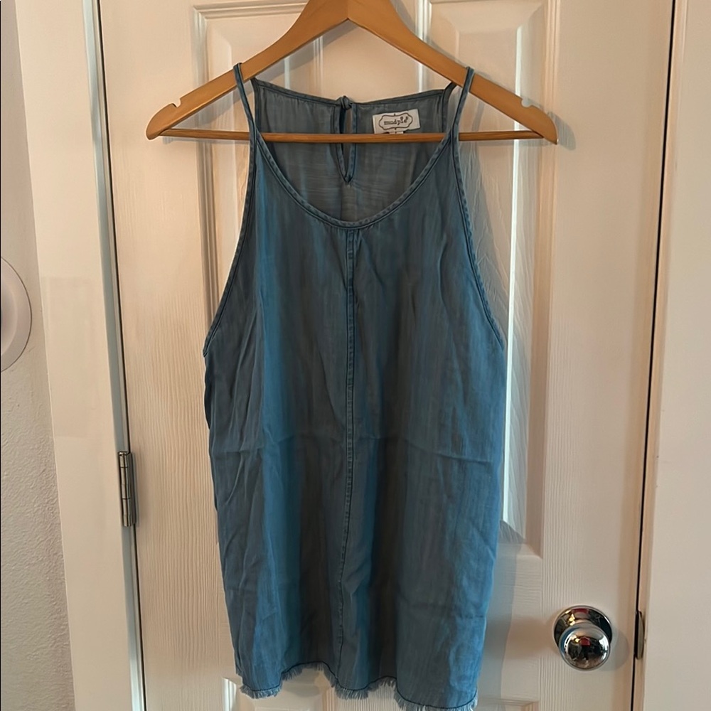 Mud Pie Blue Denim-like Tank Top with Scoop Neckline